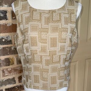 Vintage Mable High Fashion Italian Designer Tan Sleeveless Top Italian 42 US 6